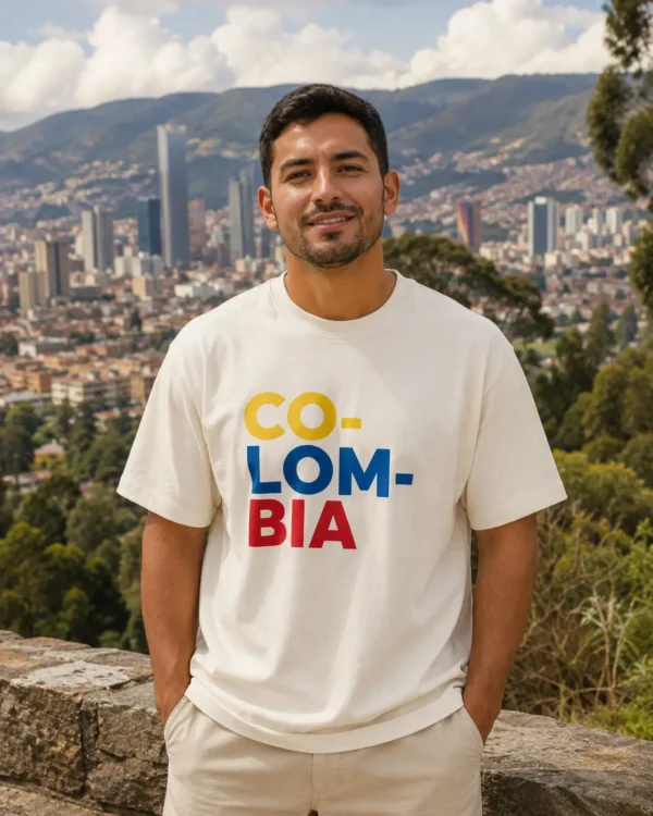 Camiseta Colombia Hombre Blanco