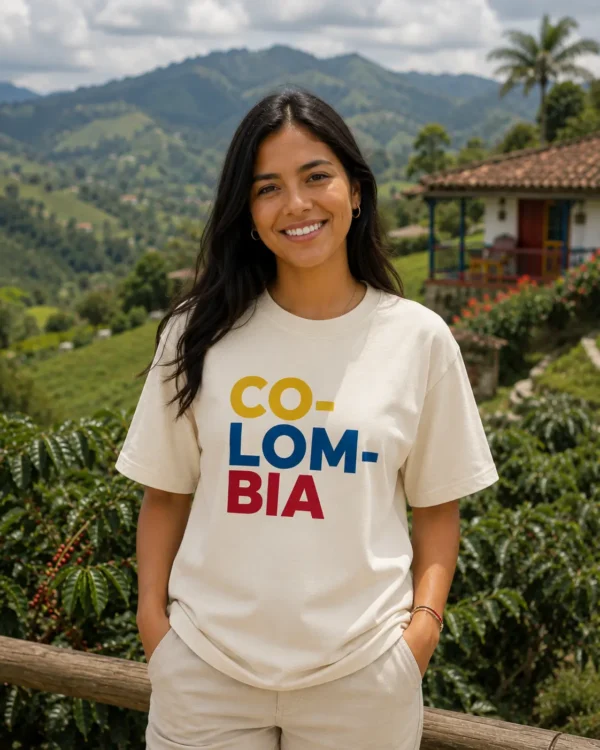 Camiseta Colombia Mujer Blanco