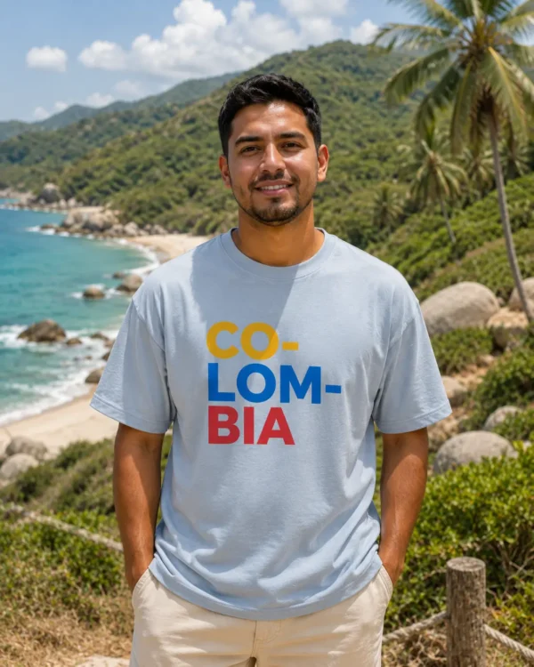Camiseta Colombia Hombre Celeste