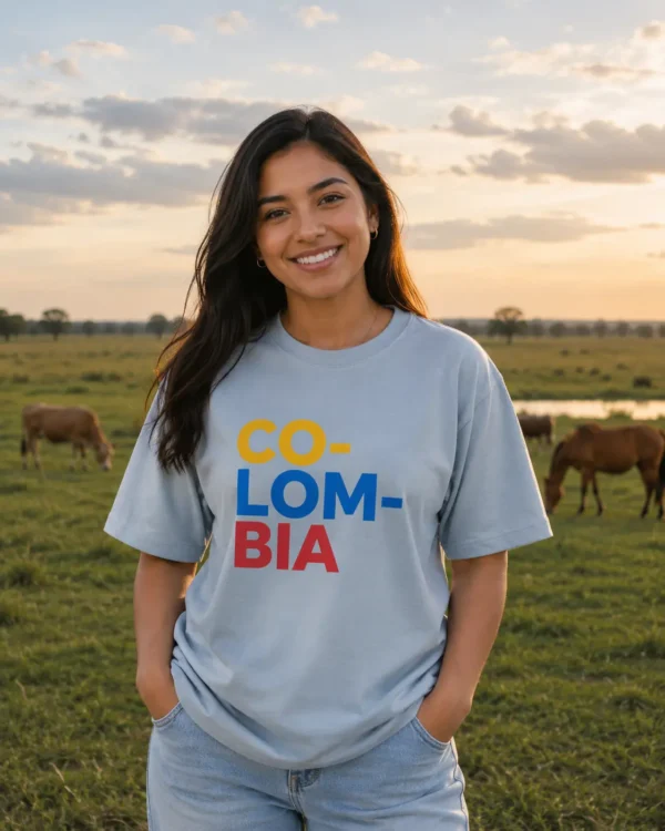 Camiseta Colombia Mujer Celeste