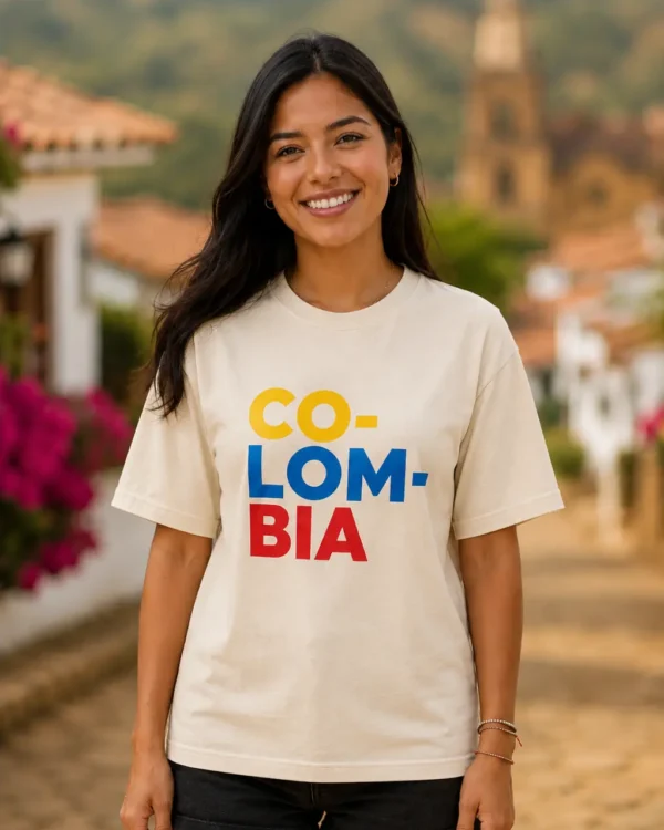 Camiseta Colombia Mujer Crema