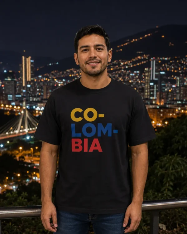 Camiseta Colombia Hombre Negro