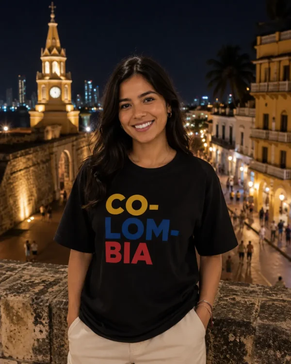 Camiseta Colombia Mujer Negro