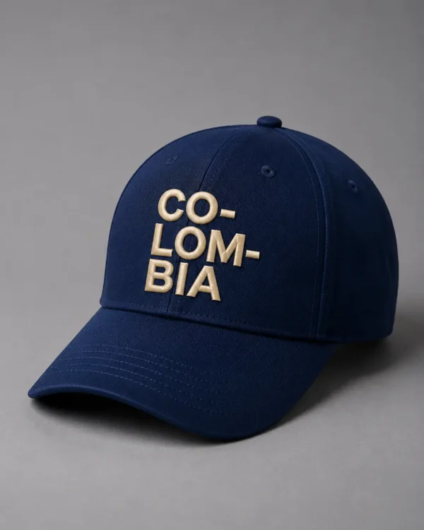 Gorra Colombia Azul Bordada Crema